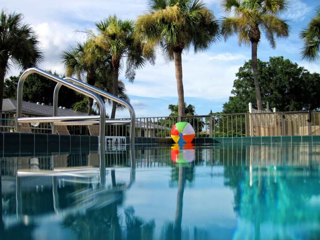 view of a pool right above the water