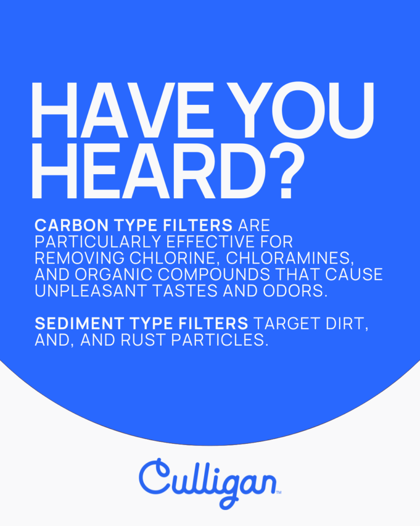 graphic that explains the difference between carbon and sediment filters