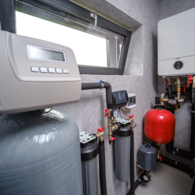 Modern electric boiler room in the house